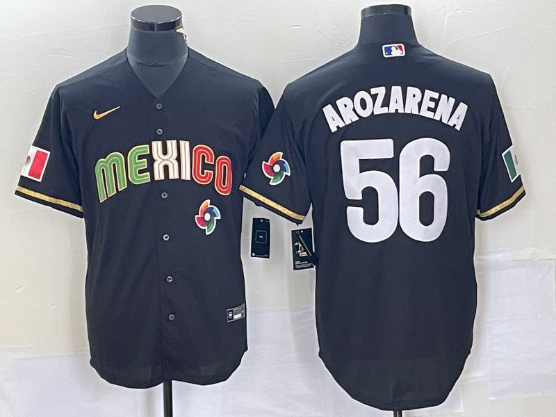 Men 2023 World Cub Mexico #56 Arozarena Black Nike MLB Jersey13